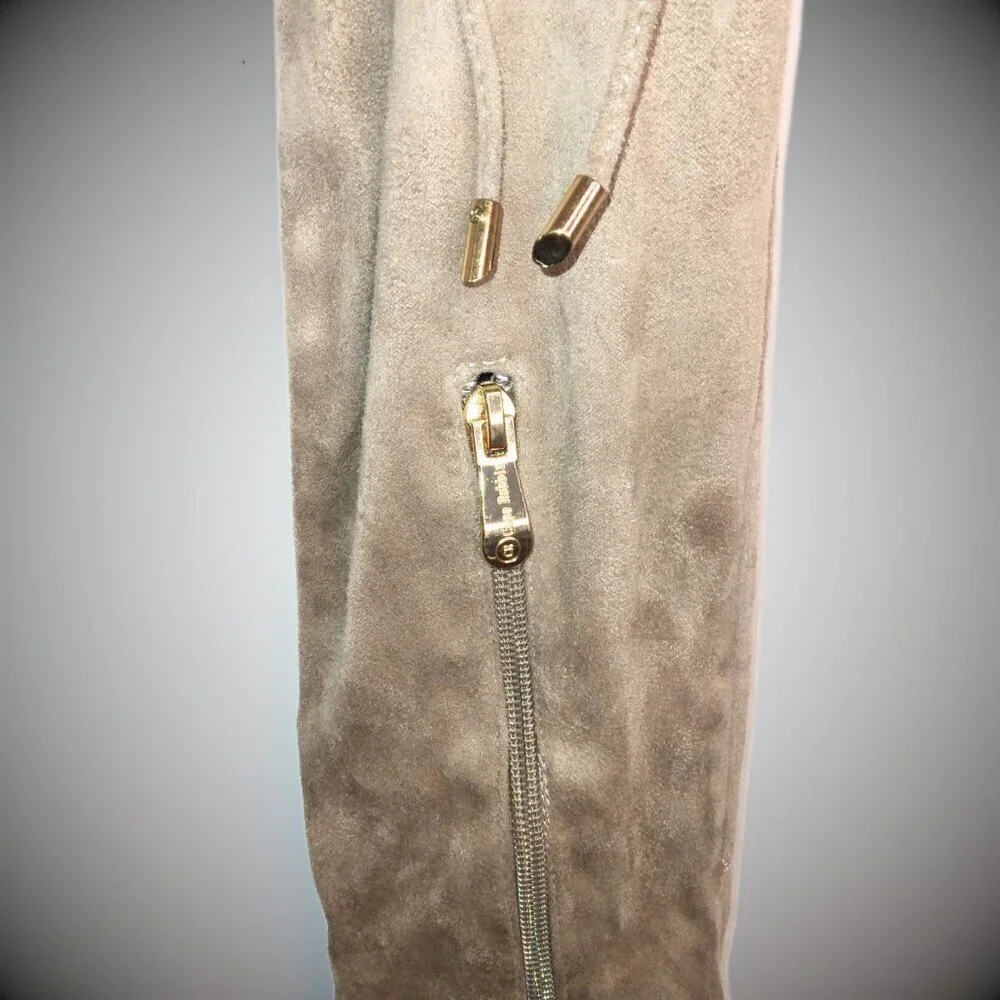 CAPE ROBBINS WOMEN'S SUEDE KHAKI THIGH HIGH BOOTS - SIZE 8